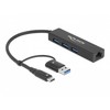 Delock 3 Port USB 3.2 Gen 1 Hub + Gigabit LAN