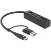 Delock 3 prievadų USB 3.2 Gen 1 Hub + SD ir Micro SD kortelių skaitytuvas