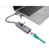 DeLOCK 3 prievadų USB 5 Gbps šakotuvas + Gigabit LAN su USB Type-C, prijungimo stotis (pilka)