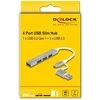 Delock 4 prievadų plonas USB šakotuvas su USB Type-C