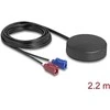 Delock 4G GNSS Antenne 1 x FAKRA C + 1 x FAKRA D Buchse 2 dBi / 28 dB 2,2 m RG-174 omnidirektional Dachmontage juodas outdoor