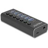 HUB USB Delock DELOCK 7 Port USB Hub mit 4 Ports 10 Gbps und 4 Schnellladeports 5 Gbps mit Schalter und Beleuchtung