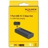 HUB USB Delock DELOCK 7 Port USB Hub mit 4 Ports 10 Gbps und 4 Schnellladeports 5 Gbps mit Schalter und Beleuchtung