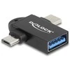 Delock Adapteris USB 10 Gbps 2 in 1 USB-A Buchse zu USB Type-C™ Stecker + USB Micro-B Stecker OTG