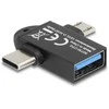 Delock Adapteris USB 10 Gbps 2 in 1 USB-A Buchse zu USB Type-C™ Stecker + USB Micro-B Stecker OTG