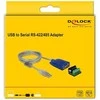 Delock Szeregowy Adapteris kablowy USB 2.0 Typ-A do RS-422/485 DB9 ESD ochrona 15 kV ochrona przed przepięciami 600 W rozszerzony zakres temperatur