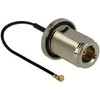 Delock Antennenkabel N Buchse zum Einbau zu I-PEX Inc., MHF® I Stecker 1.37 13 cm Gewindelänge 22 mm spritzwassergeschützt