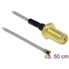 Delock Antennenkabel SMA Buchse zum Einbau zu I-PEX Inc., MHF® 4L Stecker 1.37 50 cm Gewindelänge 10 mm