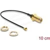 Delock Antennenkabel SMA Buchse zum Einbau zu I-PEX Inc., MHF® I Stecker 1.13 10 cm Gewindelänge 10 mm