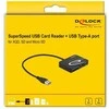 DELOCK kortelių skaitytuvas, skirtas XQD/SD/Micro SD + A tipo USB prievadui