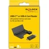 Delock Card Reader USB 5 Gbps USB Type-C™ / Typ-A für SD und Micro SD Speicherkarten mit praktischem Speicherkarten Dėklas - juodas