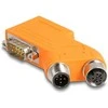Delock D-Sub 9 Stecker und Buchse zu M12 Stecker und Buchse A-kodiert 5 pin CAN Bus Verteiler 35° oranžinis