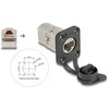 Delock D-Typ RJ45 Einbaubuchse / Kupplung Cat.6A STP mit Schutzkappe IP66 staub- und wasserdicht