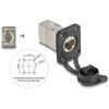 Delock D-Typ RJ45 Einbaubuchse mit LSA Anschluss Cat.6A STP mit Schutzkappe IP66 staub- und wasserdicht