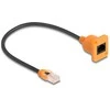Delock D-Typ RJ45 Kabelis Stecker zu Buchse Cat.5e UTP oranžinis / juodas 30 cm