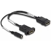 Delock DisplayPort Kabelis 4K 60 Hz mit DC Einspeisung 2,1 x 5,5 mm 0,30 m zum Einbau