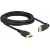 Delock DisplayPort Kabelis Stecker gerade zu Stecker 90° oben gewinkelt 8K 60 Hz 3 m be Einrastfunktion