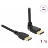 Delock DisplayPort Kabelis Stecker gerade zu Stecker 90° oben gewinkelt 8K 60 Hz 1 m be Einrastfunktion