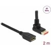 Delock DisplayPort Verlängerungskabel Stecker 90° oben gewinkelt zu Buchse 8K 60 Hz 2 m