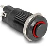 Delock Druckschalter zum Einbau juodas 12 mm 12 V 4 x Lötanschluss LED raudona Ring
