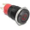 Delock Druckschalter zum Einbau juodas 16 mm 12 V 5 x Lötanschluss LED raudona Powersymbol + Ring
