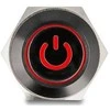 Delock Druckschalter zum Einbau juodas 16 mm 12 V 5 x Lötanschluss LED raudona Powersymbol + Ring
