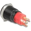 Delock Druckschalter zum Einbau juodas 16 mm 12 V 5 x Lötanschluss LED raudona Powersymbol + Ring