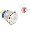 Delock Drucktaster zum Einbau 25 mm 6 x Lötanschluss LED raudona Powersymbol + Ring
