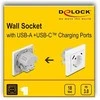 DeLOCK 11499, F tipo + USB A + USB C, Balta, 250 V, 0,2 A, 50 Hz, 4000 W