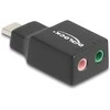 Delock Externe USB Garso plokštė mit USB Type-C™ Stecker auf 2 x 3,5 mm Klinkenbuchse Plug &amp; Play Audio Adapteris juodas