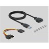 „DeLOCK“ priekinis skydelis 3,5 colio USB 5 Gbps 1 x USB C tipo + 2 x USB A tipo + SD ir „Micro SD“ lizdas, Priekinis skydelis, Metalinis, Juodas, 8,89 cm (3,5 colio), 2 x USB A 3.2 Gen 1, 1 x USB C 3.2 Gen 1, 1 x „Micro SD“ lizdas, 1 x SD lizdas, 1 x 19 kontaktų USB 3.0 jungtis, 1 x SATA 15 kontaktų