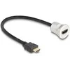 Delock HDMI Einbaubuchse 8K 60 Hz mit Kabelpeitsche Stecker 30 cm Aliuminio