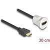 Delock HDMI Einbaubuchse 8K 60 Hz mit Kabelpeitsche Stecker 30 cm Aliuminio