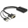 „DeLOCK“ HDMI į VGA adapteris su garsu, 25 cm, 0,25 m, HDMI A tipo (standartinis), VGA (D-Sub) + 3,5 mm + USB A tipo, lizdas, kištukas, tiesus