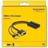 „DeLOCK“ HDMI į VGA adapteris su garsu, 25 cm, 0,25 m, HDMI A tipo (standartinis), VGA (D-Sub) + 3,5 mm + USB A tipo, lizdas, kištukas, tiesus
