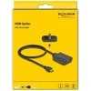 Delock HDMI skirstytuvas nuo 1 x HDMI įvesties iki 2 x HDMI išvesties 4K 60 Hz – su mažinimo funkcija