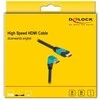 „DeLOCK“ didelės spartos HDMI kabelis, kištukas, tiesus į kištuką, 90° kampu žemyn, 48 Gbps, 8K, 60 Hz, 1 m, 1 m, HDMI A tipo (standartinis), HDMI A tipo (standartinis), 3D, 48 Gbit/s, juodas, mėlynas
