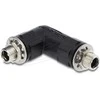 Delock Hohlstecker Adapteris DC 5,5 x 2,1 mm Buchse auf Buchse mit Gewinde gewinkelt 90°