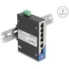 Delock Industrie Gigabit Ethernet Switch 4 Port PoE 1 Port RJ45 1 Port SFP für Hutschiene