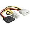 Delock Kabelis Power Molex 4 Pin Stecker > SATA 15 Pin Buchse + P4 Stecker