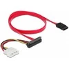 Delock Kabelis SATA 6 Gb/s 7 Pin Buchse + Molex 4 Pin Strom Stecker > SATA 22 Pin Buchse oben gewinkelt 50 cm