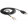 Delock kabelis USB 2.0 tipo A kištukas > 2 x atviri kabelio galai galia 1,5 m Raspberry