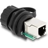 Delock Kabelverbinder RJ12 Buchse zu RJ12 Buchse zum Einbau mit Verschlusskappe IP68 staub- und wasserdicht juodas