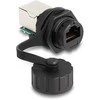 Delock Kabelverbinder RJ50 Buchse zu RJ50 Buchse zum Einbau mit Verschlusskappe IP68 staub- und wasserdicht juodas