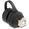Delock Kabelverbinder USB 2.0 Typ-B Buchse zu Buchse zum Einbau mit Bajonett-Verschlusskappe IP68 staub- und wasserdicht juodas