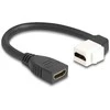 Delock Keystone Modul Kabelis HDMI Buchse zu Buchse 90° gewinkelt 8K 60 Hz 20 cm juodas