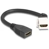 Delock Keystone Modul Kabelis HDMI Buchse zu Buchse 45° gewinkelt 8K 60 Hz 20 cm juodas