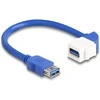 Delock Keystone Modul Kabelis USB 5 Gbps Typ-A Buchse zu USB Typ-A Buchse 90° gewinkelt 20 cm blau