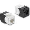 Delock Keystone Module RJ45 jack to LSA Cat.6 UTP tool-free juodas / baltas, Flat, juodas, baltas, RJ-45, LSA, Female, 22/24 (90802)