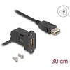Delock Keystone Modul USB 2.0 Typ-A Einbaubuchse 45° gewinkelt zu Typ-A Buchse mit 30 cm Kabelis juodas